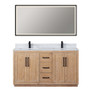 Altair Cicero 60" Double Bathroom Vanity in Light Brown with Engineered Stone Countertop Altair Cicero 60" Double Bathroom Vanity in Light Brown with Engineered Stone Countertop