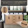 Altair Cicero 60" Double Bathroom Vanity in Light Brown with Engineered Stone Countertop Altair Cicero 60" Double Bathroom Vanity in Light Brown with Engineered Stone Countertop