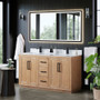 Altair Cicero 60" Double Bathroom Vanity in Light Brown with Engineered Stone Countertop Altair Cicero 60" Double Bathroom Vanity in Light Brown with Engineered Stone Countertop