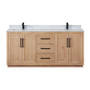 Altair Cicero 72" Double Bathroom Vanity in Light Brown with Engineered Stone Countertop Altair Cicero 72" Double Bathroom Vanity in Light Brown with Engineered Stone Countertop