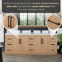 Altair Cicero 84" Double Bathroom Vanity in Light Brown with Engineered Stone Countertop Altair Cicero 84" Double Bathroom Vanity in Light Brown with Engineered Stone Countertop