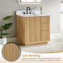 Altair Clayton 36" Single Bathroom Vanity in Washed Light Brown with Grain White Engineered Stone Countertop Altair Clayton 36" Single Bathroom Vanity in Washed Light Brown with Grain White Engineered Stone Countertop