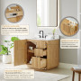 Altair Clayton 36" Single Bathroom Vanity in Washed Light Brown with Grain White Engineered Stone Countertop Altair Clayton 36" Single Bathroom Vanity in Washed Light Brown with Grain White Engineered Stone Countertop