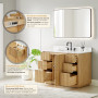 Altair Clayton 60" Double Bathroom Vanity in Washed Light Brown with Grain White Engineered Stone Countertop Altair Clayton 60" Double Bathroom Vanity in Washed Light Brown with Grain White Engineered Stone Countertop