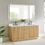 Altair Clayton 72" Double Bathroom Vanity in Washed Light Brown with Grain White Engineered Stone Countertop Altair Clayton 72" Double Bathroom Vanity in Washed Light Brown with Grain White Engineered Stone Countertop