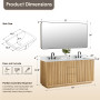 Altair Clayton 72" Double Bathroom Vanity in Washed Light Brown with Grain White Engineered Stone Countertop Altair Clayton 72" Double Bathroom Vanity in Washed Light Brown with Grain White Engineered Stone Countertop