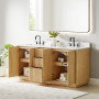 Altair Clayton 72" Double Bathroom Vanity in Washed Light Brown with Grain White Engineered Stone Countertop Altair Clayton 72" Double Bathroom Vanity in Washed Light Brown with Grain White Engineered Stone Countertop