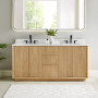Altair Clayton 72" Double Bathroom Vanity in Washed Light Brown with Grain White Engineered Stone Countertop Altair Clayton 72" Double Bathroom Vanity in Washed Light Brown with Grain White Engineered Stone Countertop