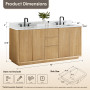 Altair Clayton 72" Double Bathroom Vanity in Washed Light Brown with Grain White Engineered Stone Countertop Altair Clayton 72" Double Bathroom Vanity in Washed Light Brown with Grain White Engineered Stone Countertop