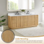 Altair Clayton 84" Double Bathroom Vanity in Washed Light Brown with Grain White Engineered Stone Countertop Altair Clayton 84" Double Bathroom Vanity in Washed Light Brown with Grain White Engineered Stone Countertop