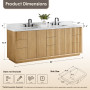 Altair Clayton 84" Double Bathroom Vanity in Washed Light Brown with Grain White Engineered Stone Countertop Altair Clayton 84" Double Bathroom Vanity in Washed Light Brown with Grain White Engineered Stone Countertop