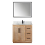 Altair Floral 36" Single Bathroom Vanity in Light Brown with Calacatta White Quartz Countertop