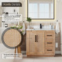 Altair Floral 36" Single Bathroom Vanity in Light Brown with Calacatta White Quartz Countertop