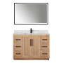 Altair Floral 48" Single Bathroom Vanity in Light Brown with Calacatta White Quartz Countertop