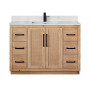 Altair Floral 48" Single Bathroom Vanity in Light Brown with Calacatta White Quartz Countertop