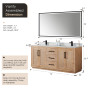 Altair Floral 72" Double Bathroom Vanity in Light Brown with Calacatta White Quartz Countertop