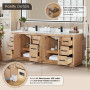 Altair Floral 84" Double Bathroom Vanity in Light Brown with Calacatta White Quartz Countertop
