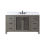 Altair Hadiya 60" Single Bathroom Vanity Set with Aosta White Composite Stone Countertop
