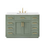 Altair Ivy Bathroom Vanity Set in Vintage Green and Carrara White Marble Countertop No Mirror