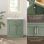Altair Ivy Bathroom Vanity Set in Vintage Green and Carrara White Marble Countertop No Mirror