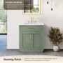 Altair Ivy Bathroom Vanity Set in Vintage Green and Carrara White Marble Countertop No Mirror