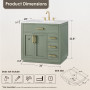 Altair Ivy Bathroom Vanity Set in Vintage Green and Carrara White Marble Countertop No Mirror