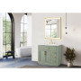 Altair Ivy Bathroom Vanity Set in Vintage Green and Carrara White Marble Countertop No Mirror