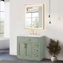 Altair Ivy Bathroom Vanity Set in Vintage Green and Carrara White Marble Countertop No Mirror