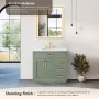 Altair Ivy Bathroom Vanity Set in Vintage Green and Carrara White Marble Countertop No Mirror