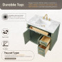 Altair Ivy Bathroom Vanity Set in Vintage Green and Carrara White Marble Countertop No Mirror