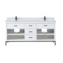 Altair Kesia 72" Double Bathroom Vanity Set with Aosta White Composite Stone Countertop