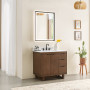 Altair Mowry Bathroom Vanity in Brown Brushed Oak with Grain White Engineered Stone Countertop Altair Mowry Bathroom Vanity in Brown Brushed Oak with Grain White Engineered Stone Countertop