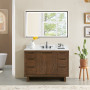 Altair Mowry Bathroom Vanity in Brown Brushed Oak with Grain White Engineered Stone Countertop Altair Mowry Bathroom Vanity in Brown Brushed Oak with Grain White Engineered Stone Countertop