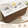 Altair Mowry Bathroom Vanity in Brown Brushed Oak with Grain White Engineered Stone Countertop Altair Mowry Bathroom Vanity in Brown Brushed Oak with Grain White Engineered Stone Countertop