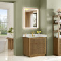 Altair Navan Bathroom Vanity in Weathered Brown with Grain White Engineered Stone Countertop No Mirror