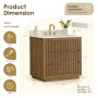 Altair Navan Bathroom Vanity in Weathered Brown with Grain White Engineered Stone Countertop No Mirror