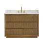 Altair Navan Bathroom Vanity in Weathered Brown with Grain White Engineered Stone Countertop No Mirror