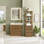 Altair Navan Bathroom Vanity in Weathered Brown with Grain White Engineered Stone Countertop No Mirror