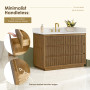 Altair Navan Bathroom Vanity in Weathered Brown with Grain White Engineered Stone Countertop No Mirror