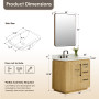 Altair Serene Bathroom Vanity in Nature Brown with Grain White Engineered Stone Countertop Altair Serene Bathroom Vanity in Nature Brown with Grain White Engineered Stone Countertop