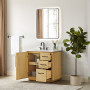 Altair Serene Bathroom Vanity in Nature Brown with Grain White Engineered Stone Countertop Altair Serene Bathroom Vanity in Nature Brown with Grain White Engineered Stone Countertop