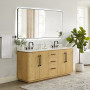 Altair Serene Bathroom Vanity in Nature Brown with Grain White Engineered Stone Countertop Altair Serene Bathroom Vanity in Nature Brown with Grain White Engineered Stone Countertop