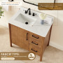 Altair Velora Bathroom Vanity in Mango Brown with Grain White Engineered Stone Countertop Altair Velora Bathroom Vanity in Mango Brown with Grain White Engineered Stone Countertop