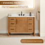 Altair Velora Bathroom Vanity in Mango Brown with Grain White Engineered Stone Countertop Altair Velora Bathroom Vanity in Mango Brown with Grain White Engineered Stone Countertop