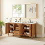 Altair Velora Bathroom Vanity in Mango Brown with Grain White Engineered Stone Countertop Altair Velora Bathroom Vanity in Mango Brown with Grain White Engineered Stone Countertop