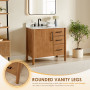 Altair Velora Bathroom Vanity in Mango Brown with Grain White Engineered Stone Countertop Altair Velora Bathroom Vanity in Mango Brown with Grain White Engineered Stone Countertop