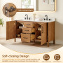 Altair Velora Bathroom Vanity in Mango Brown with Grain White Engineered Stone Countertop Altair Velora Bathroom Vanity in Mango Brown with Grain White Engineered Stone Countertop