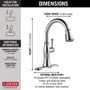 Delta Cassidy Pull-Down Kitchen Faucet with Magnetic Docking Spray Head and ShieldSpray - Includes Lifetime Warranty - Lumicoat Polished Nickel