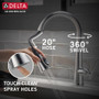 Delta Emmeline 1.8 GPM Single Hole Pull Down Kitchen Faucet with ShieldSpray and Magnetic Docking Spray Head - Matte Black