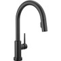 Delta Trinsic 1.8 GPM Single Hole Pull Down Touchless Kitchen Faucet with Touch2O, MagnaTite, Diamond Seal and Touch-Clean Technologies - Matt Black